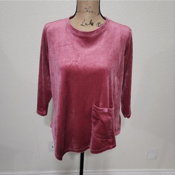 WESTBOUND PINK velvet  long sleeve shirt size‎ PM petite - Picture 1 of 5